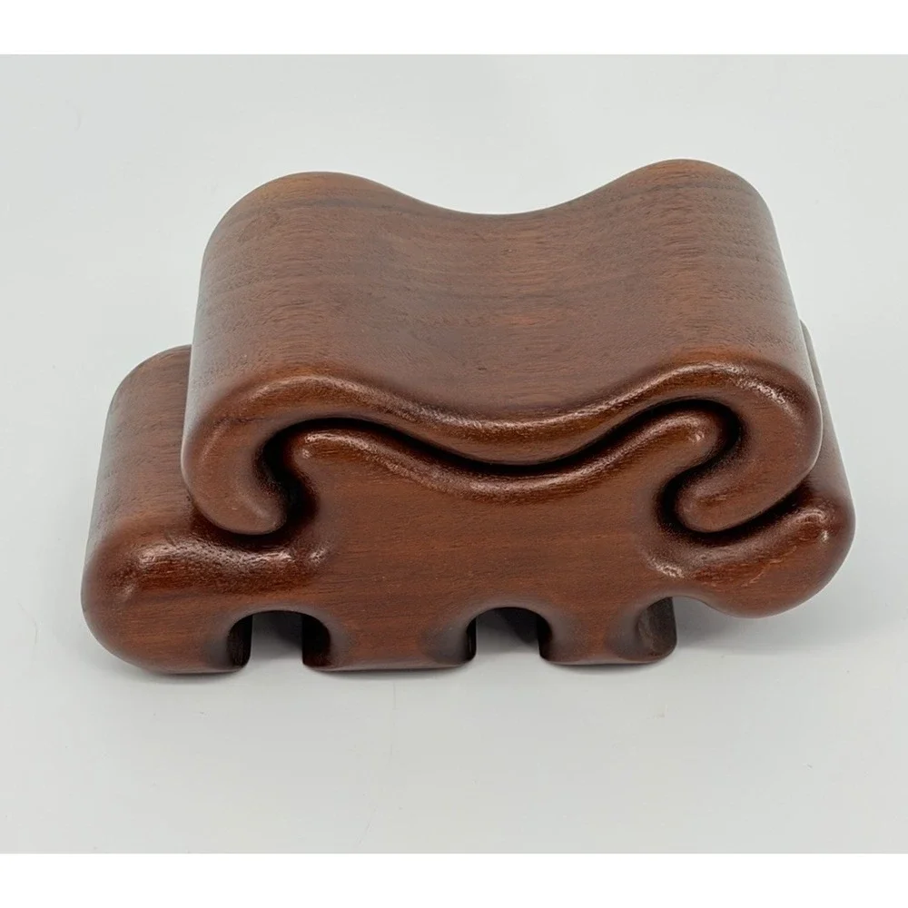 Vintage Fred and Marilyn Buss Black Walnut Trinket Puzzle Jewelry Box Unsigned